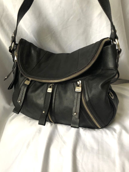 B Makowsky Black Leather Shoulder Bag