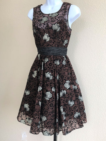 Frock by Tracy Reese Size 0 Brown Silk Floral Dress
