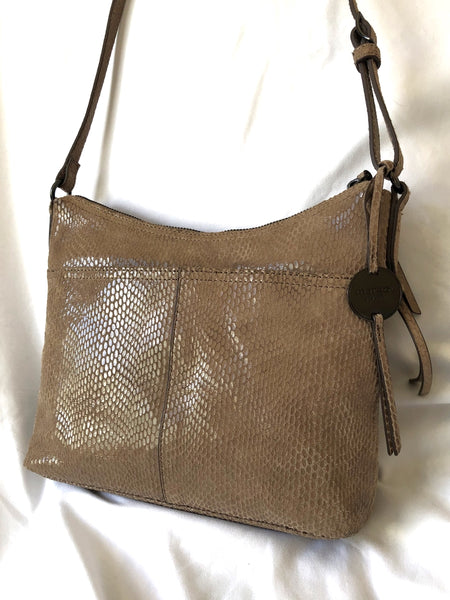 Margot Mary Scoop Tan Snakeskin Cross Body