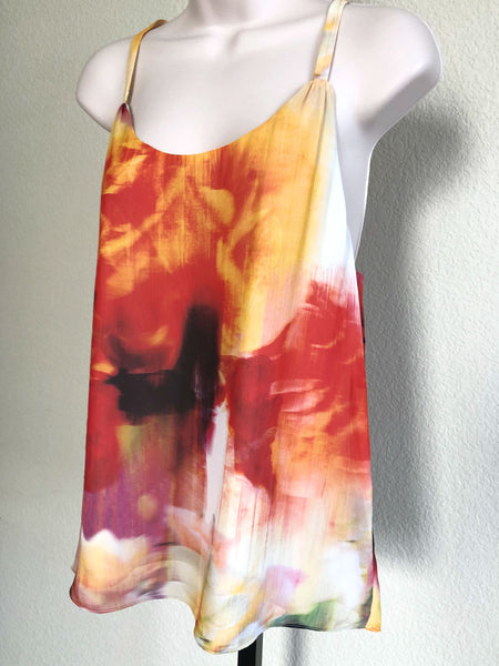 Alice + Olivia SMALL Loma Orange Watercolor Tank Top