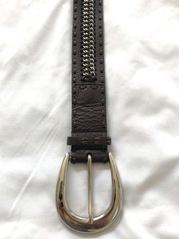 Michael Kors SMALL Brown Leather and Chain Belt - CLEARANCE