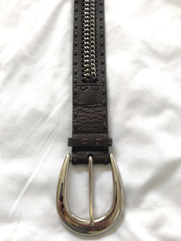 Michael Kors SMALL Brown Leather and Chain Belt