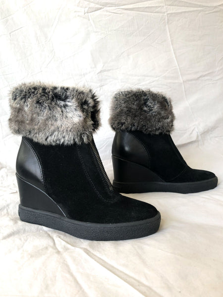 Aquatalia Size 5.5 - 6 NEW Fur Topped Wedge Boots