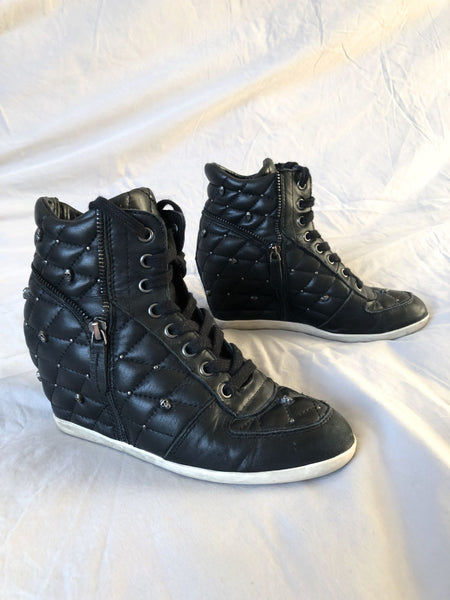 ASH Size 6.5 Brooklyn Black Leather Skull Sneakers - RARE!