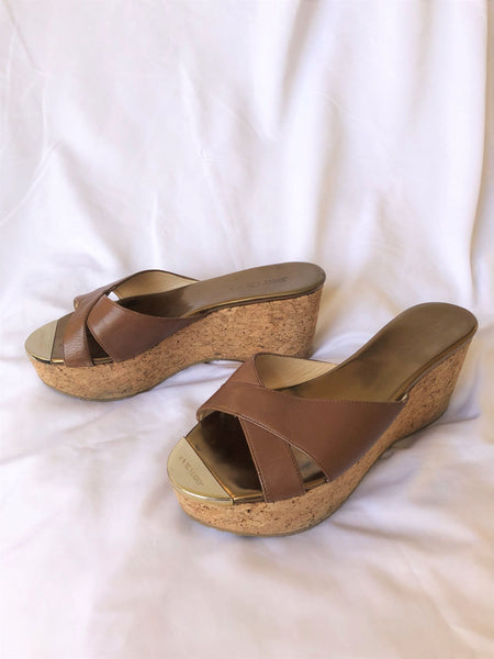 Jimmy Choo Authentic Size 8.5 Brown Wedge Sandal