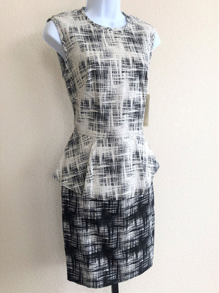 Nicole Miller NEW Size 4 Black and White Peplum Dress