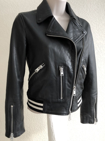 AllSaints Size 0 Balfern Black Leather Jacket