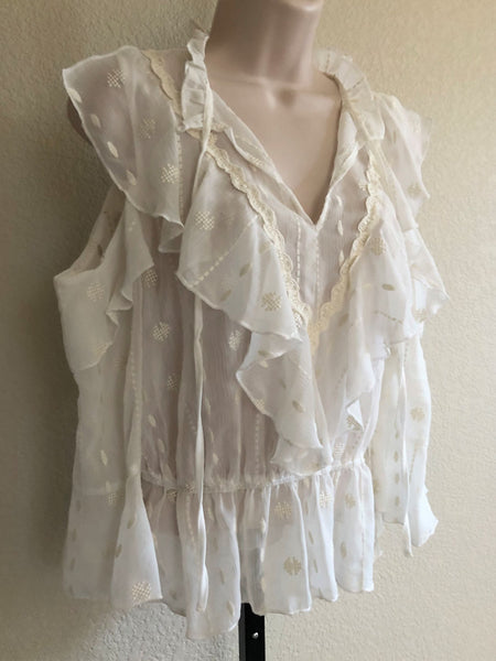 Chelsea & Violet MEDIUM Ivory Cold Shoulder Blouse