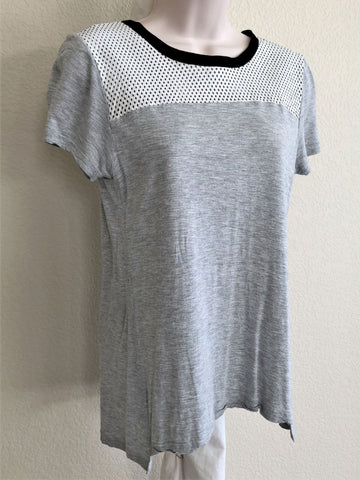 Aiko Size Medium Gray Mesh Top Tee