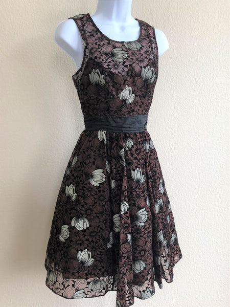 Frock by Tracy Reese Size 0 Brown Silk Floral Dress