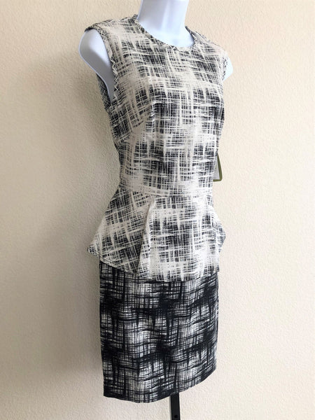 Nicole Miller NEW Size 4 Black and White Peplum Dress