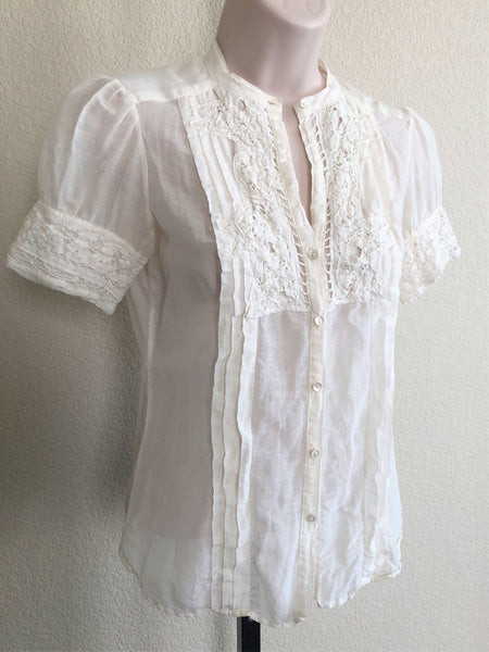 Joie Size XS Cream Lace Detail Top
