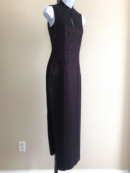 bebe Size SX Petite Burgundy Asian Maxi Dress