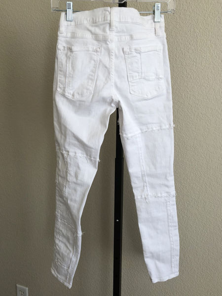 FRAME Size 2 Le Skinny de Jeanne Jeans Blanc Patchwork