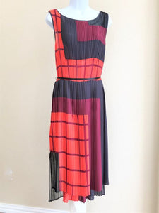 BCBGMaxazria LARGE Kyler Pleated Color Block Dress