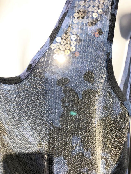 Michael Kors Size 1X Blue Sequin Tank