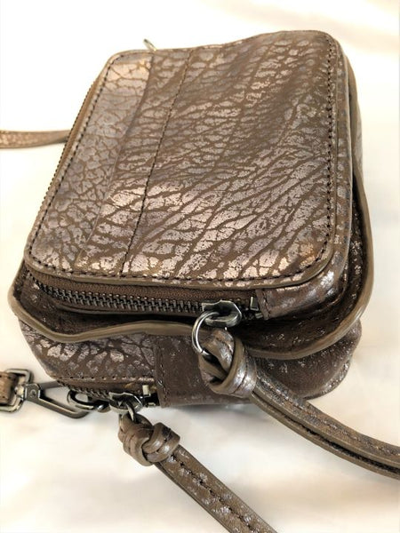 kooba - NEW - Brown Metallic Crackle Print Leather Cross Body