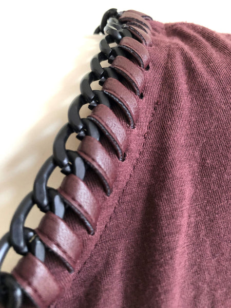 Bailey44 NEW MEDIUM Burgundy Chain Top