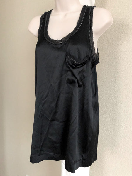 Theory NEW SMALL Carmelita Silk Chain Trim Tank