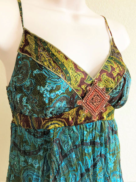 Hale Bob Size Small Teal Paisley Silk Tank - CLEARANCE