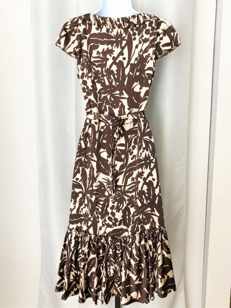 BCBGMaxazria Size 2 Silk Brown Floral Dress