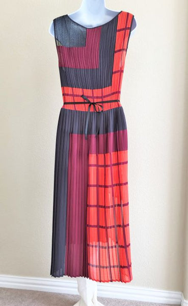 BCBGMaxazria LARGE Kyler Pleated Color Block Dress