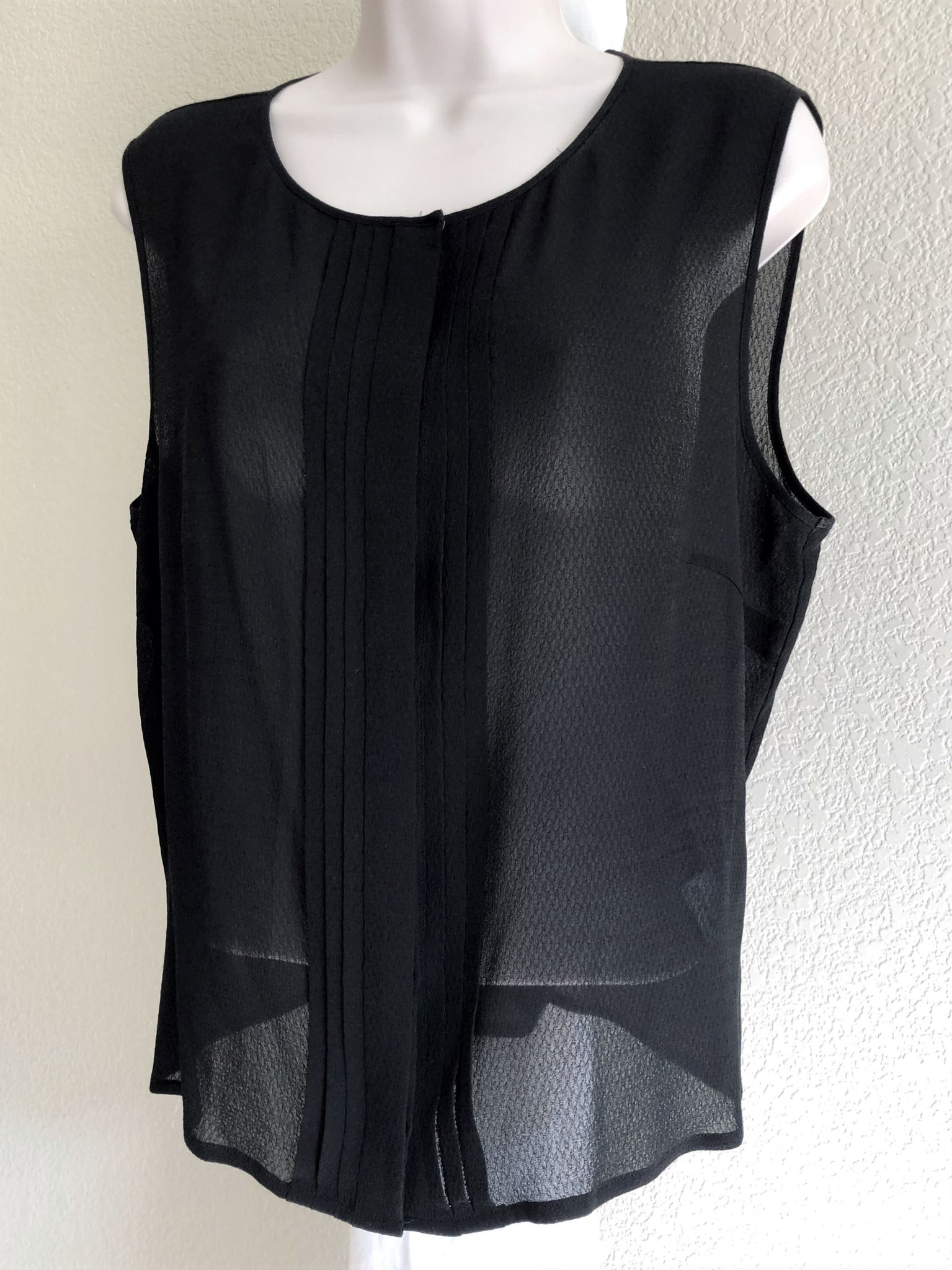 ESCADA LARGE Black Sheer Silk Tank Top