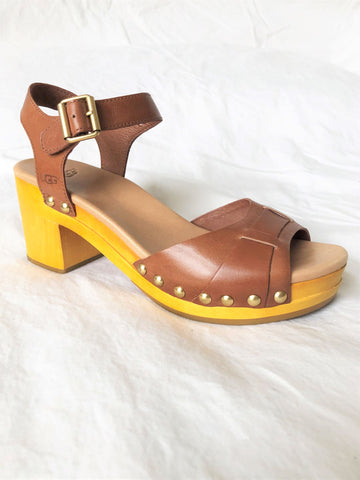 UGG Size 6 Janie Caramel Leather Sandals