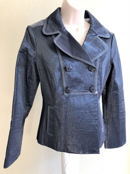 Nanette Lepore Size 10 Navy Patent Pea Coat