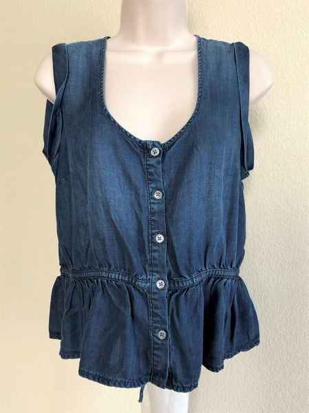 FRAME NEW SMALL James Blue Chambray Top