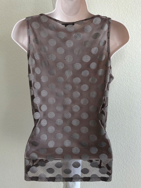 WORTH Size 4 Brown Sheer Polka Dot Tank Top