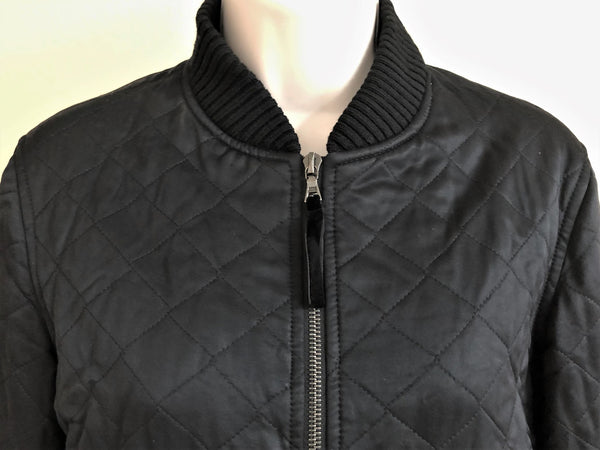 Theory Size Small Black Satin Quilted Jacket