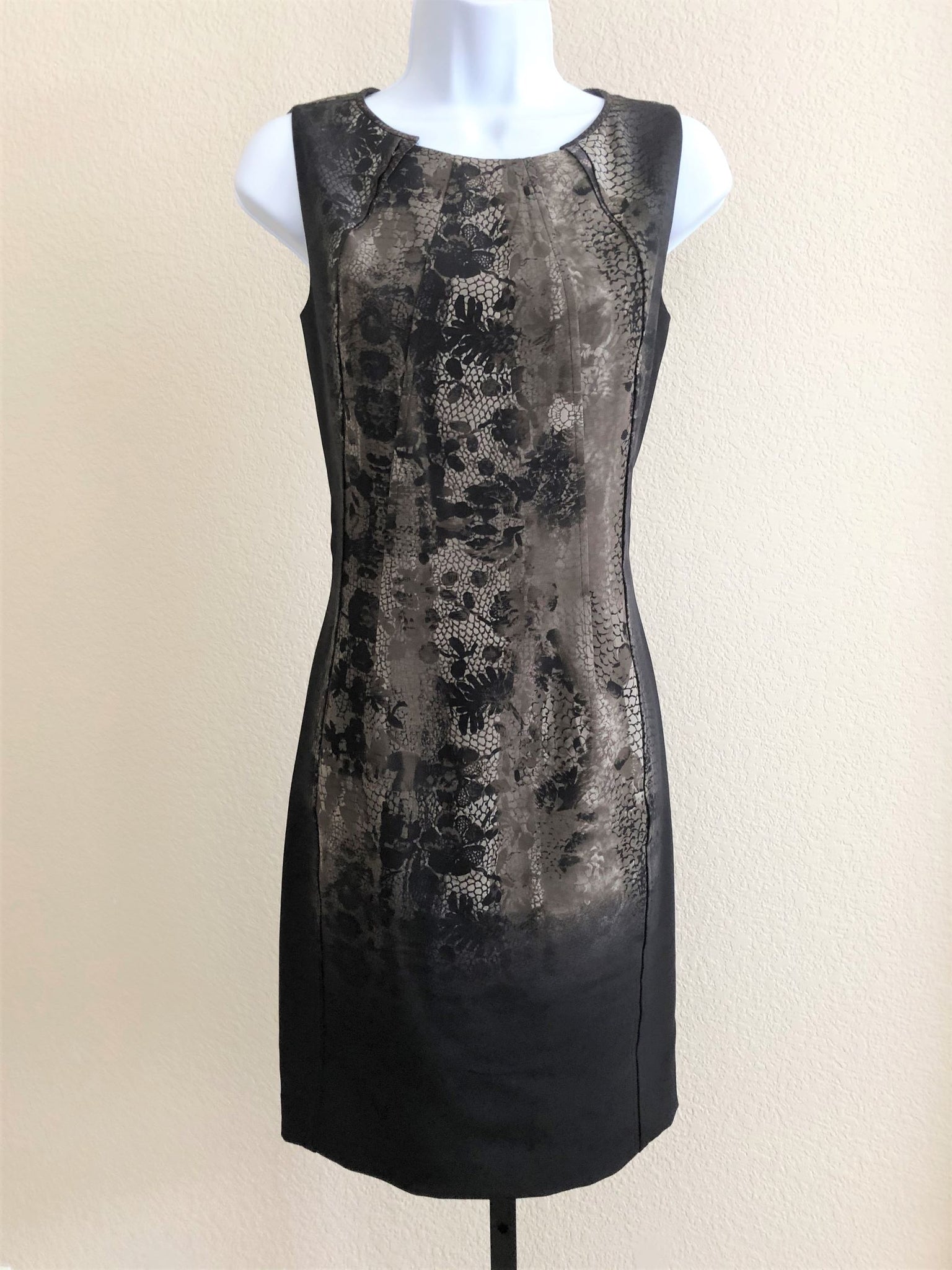 Tahari Size 2 Brown Floral Silk Dress - CLEARANCE