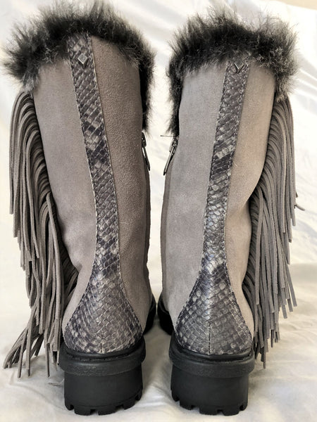 Sam Edelman Size 6 Tilden - NEW - Gray Suede Fringed Boots