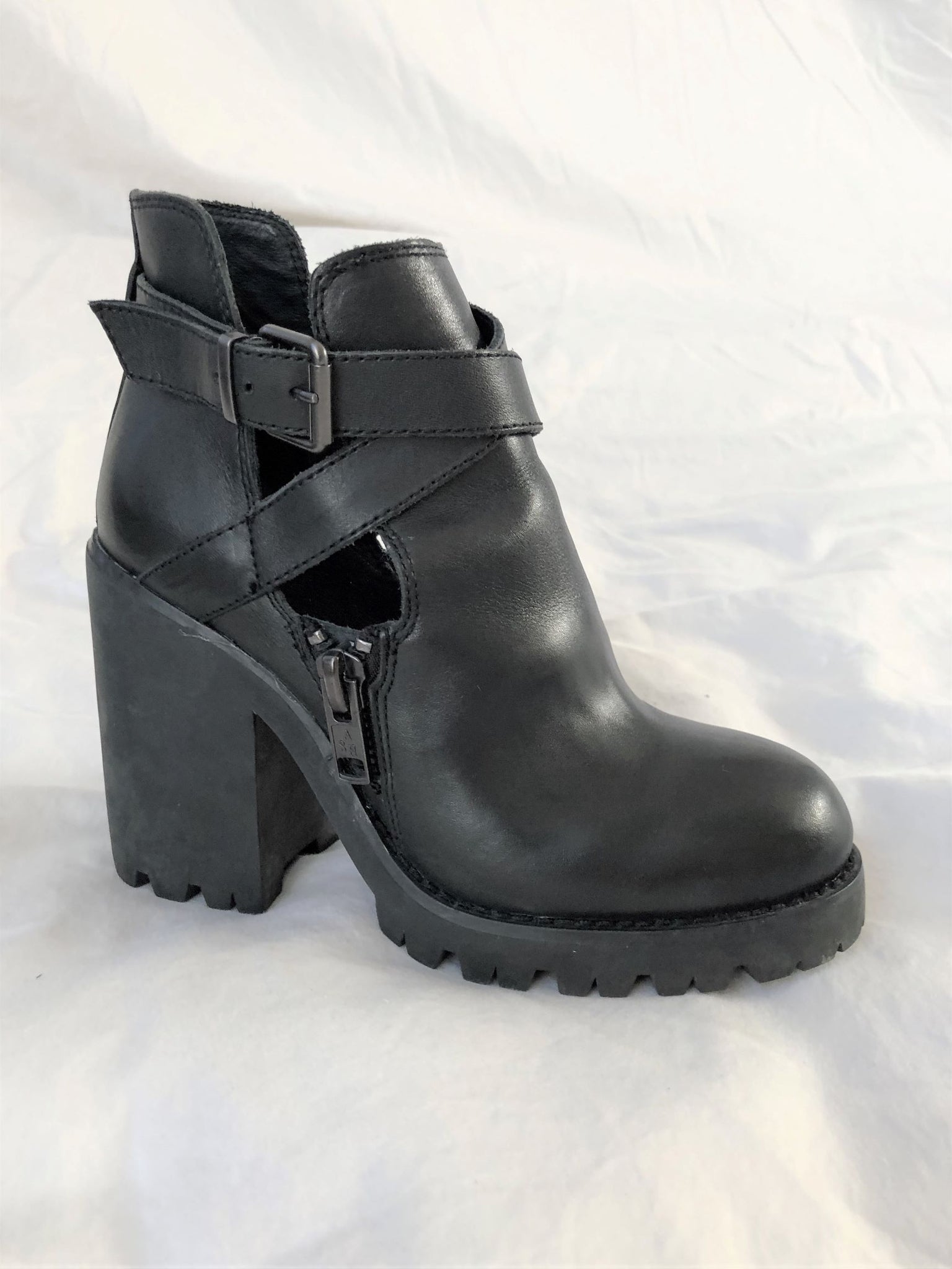 ASH Size 6.5 Pure Black Chunky Boots