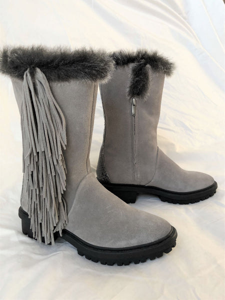 Sam Edelman Size 6 Tilden - NEW - Gray Suede Fringed Boots