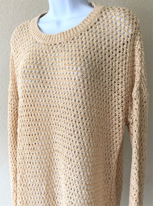 Theory Karenia Size Large Cream Knit Sweater