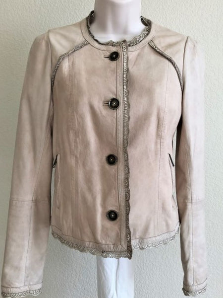 Elevenses Anthropologie Size 0 Battenburg Leather Jacket