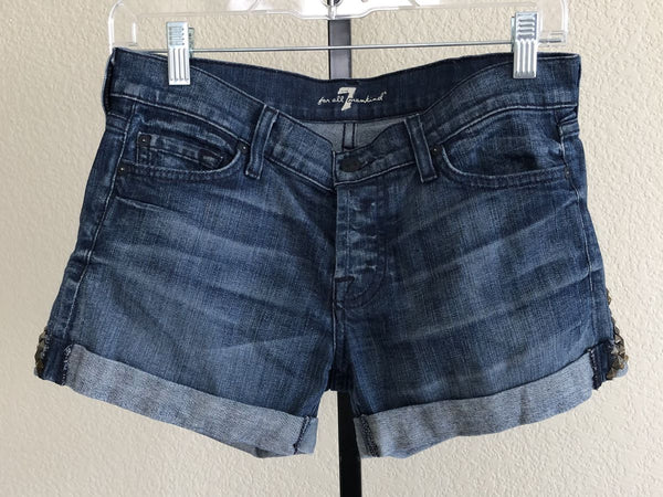 7 for All Mankind Size 0 Studded Jeans Shorts