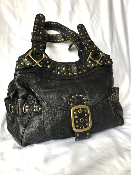 kooba Black Leather Gold Studded Bag