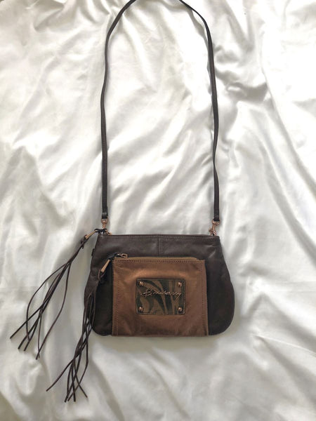 B Makowsky Brown Leather Cross Body