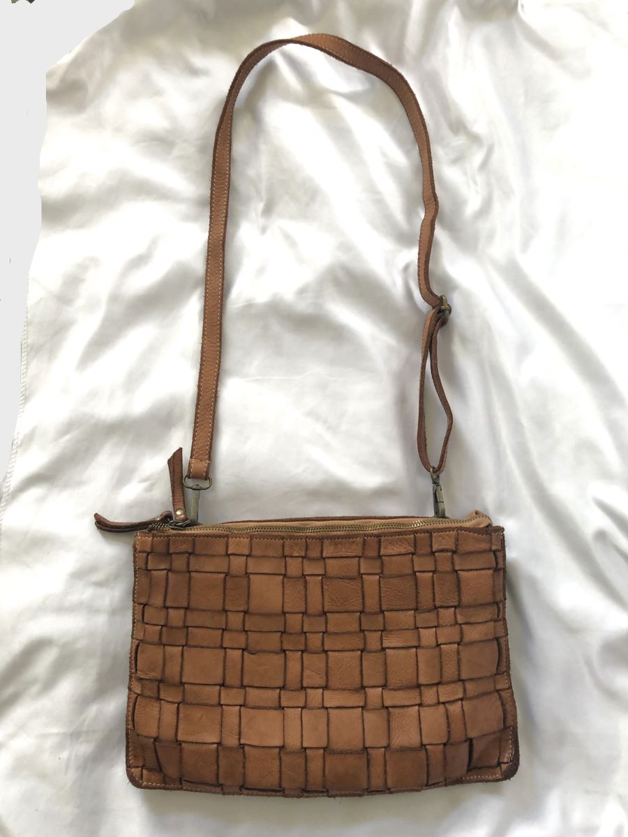 Costanza Rota Tan Woven Leather Cross Body FABULUX