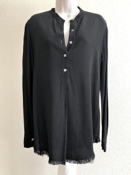 Raquel Allegra Size Medium Black Fringe Blouse