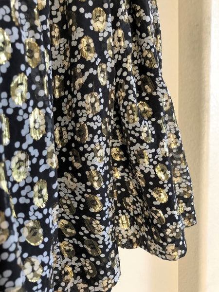 Scotch & Soda MEDIUM Black and Gold Silk Skirt