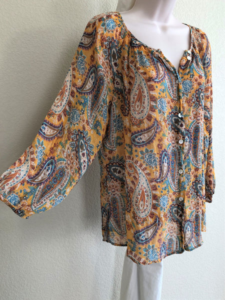 Sundance LARGE Giverny Paisley Silk Top - CLEARANCE