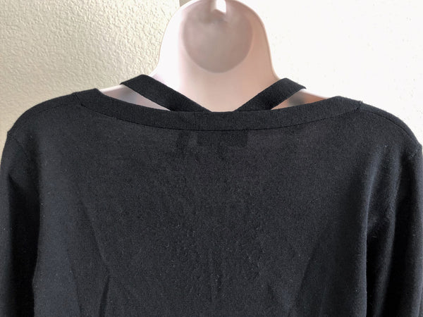 Theory Size Large Black Cut-out V-neck Top