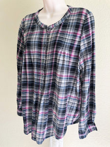 Joie LARGE Gray Plaid Cotton Shirt