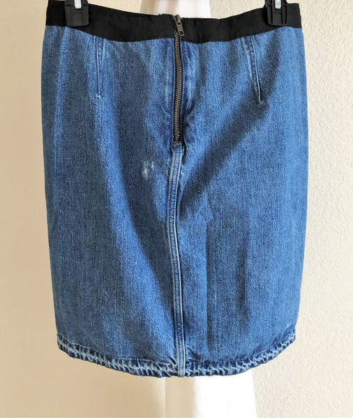 Sandro SMALL Blue Denim Distressed Skirt