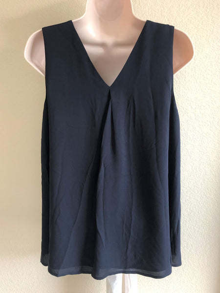 Theory SMALL Navy Lesay Silk Top