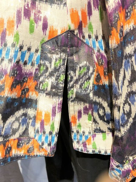 Tory Burch Size 4 Multi-Color Silk Metallic Top